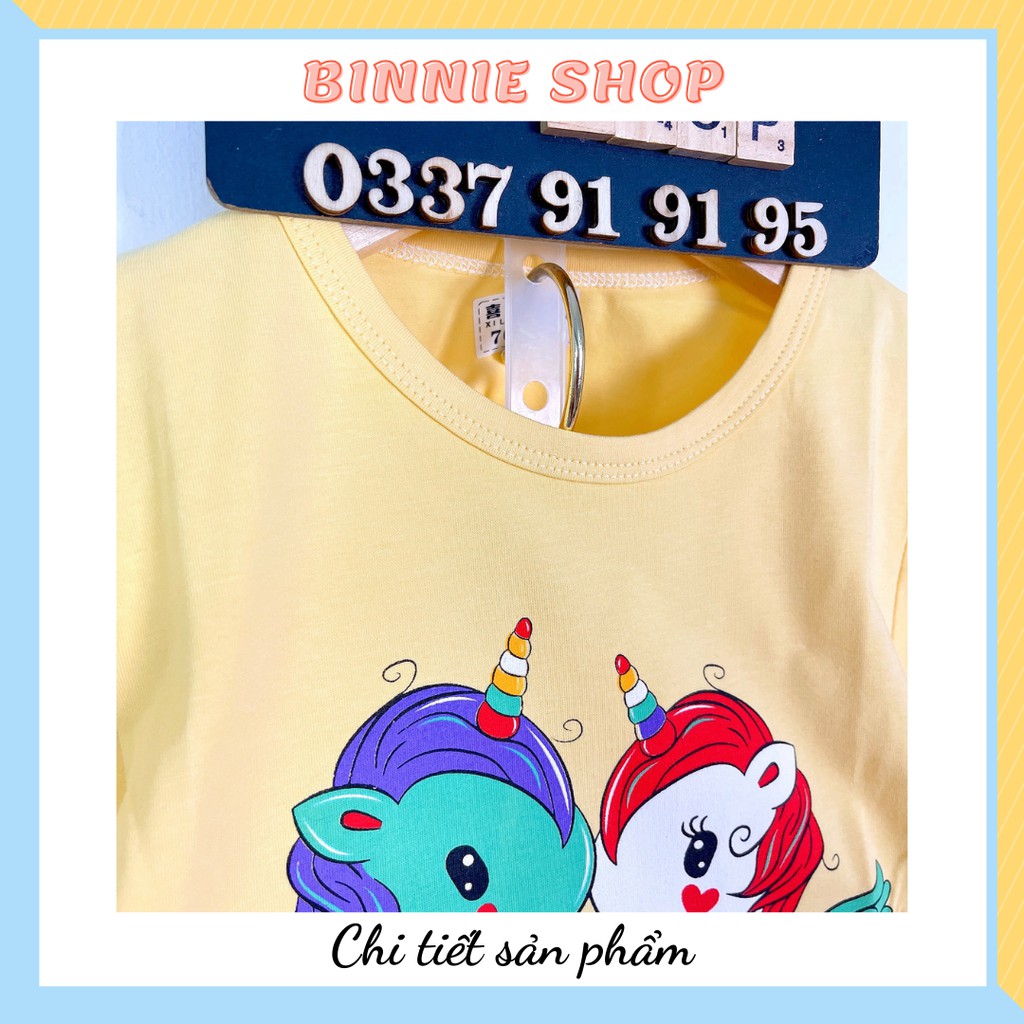 Đồ bộ bé gái BINNIE SHOP Bộ quần áo bé gái chất thun cotton quảng châu xuất hàn cho bé từ 16-24kg (3-6 tuổi) BGT4