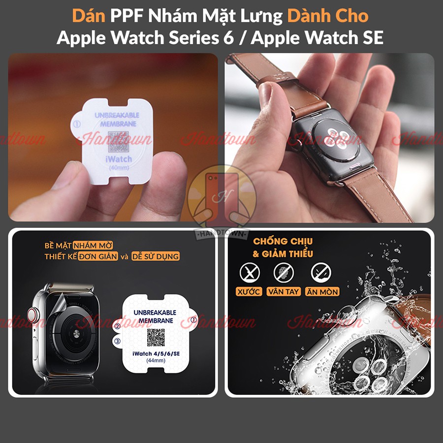 Combo 2 Miếng Dán Mặt Lưng PPF CHỐNG VÂN TAY Thế Hệ Mới Dành Cho Apple Watch SE / Watch Series 6