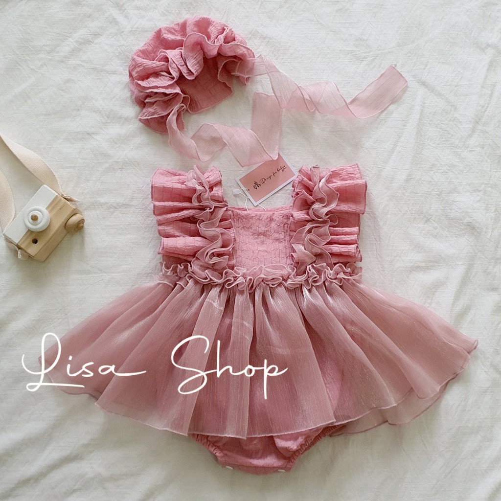 Body váy đầy tháng, thôi nôi cho bé gái + Tặng kèm mũ xoè