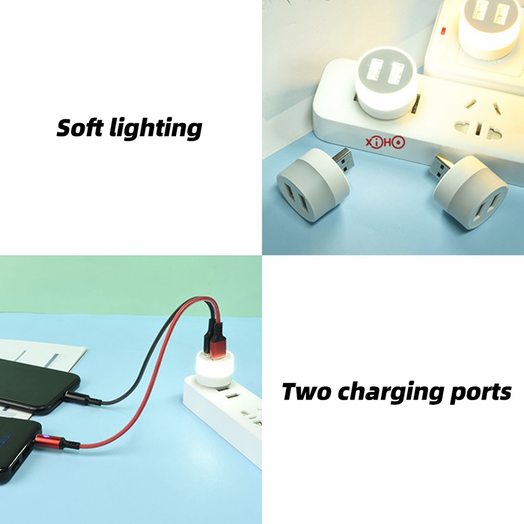 Đèn ngủ ANKNDO chia cổng sạc USB tròn nhỏ bảo vệ mắt di động hỗ trợ sử dụng máy tính đọc sách đa năng
