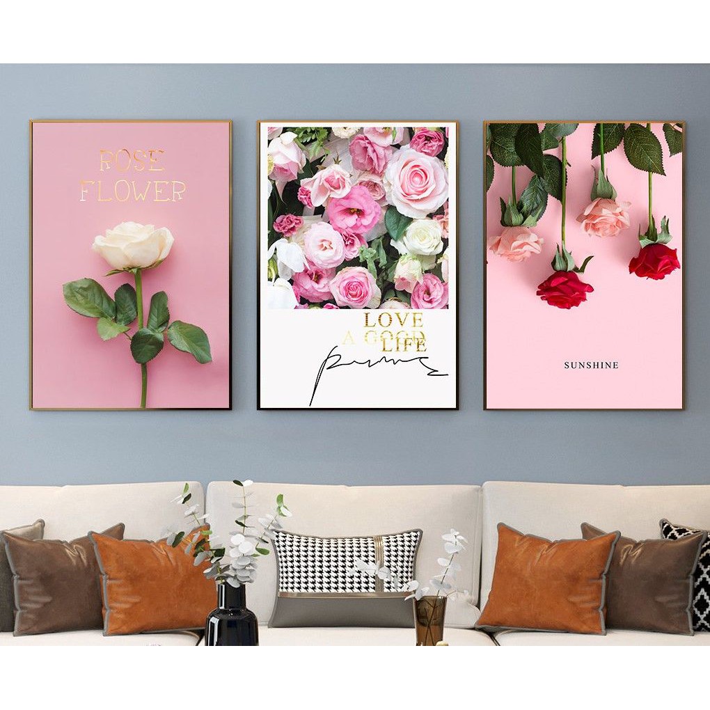 Bộ 3 Set Tranh Treo Tường Canvas Cao Cấp Hoa Hồng Đỏ Trắng Trang Trí Shop Hoa Spa Salon Phòng Ngủ - MELYHOME DECOR