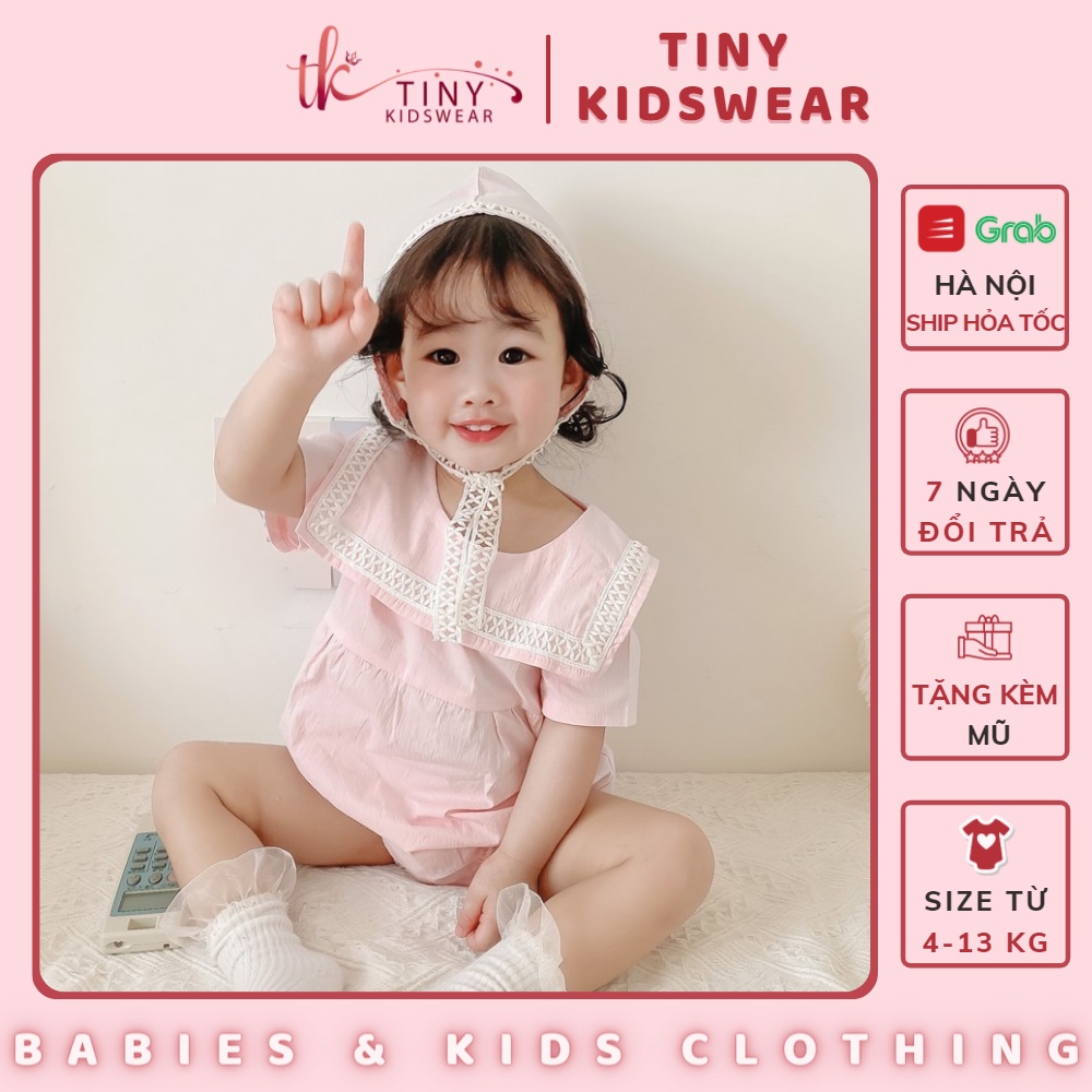 Body ngắn tay cổ thủy thủ đáp ren (TẶNG KÈM MŨ) cho bé gái từ 4-13kg [GB1]