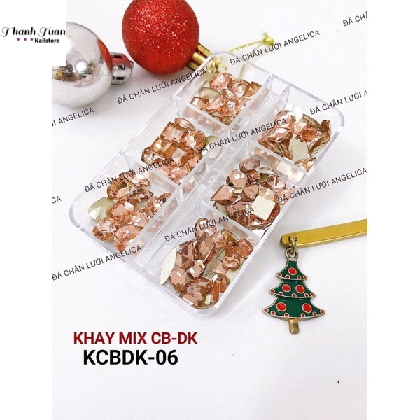 Khay 100v Đá khối mix Đá chân bằng Angelica- Phụ kiện đồ nail