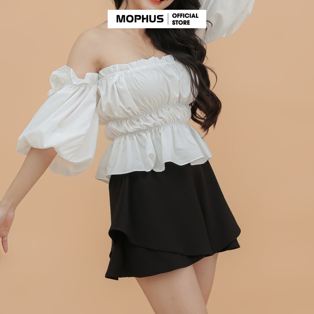 Áo croptop cổ vuông, áo croptop nữ tay bồng sexy bánh bèo Mophus MA006