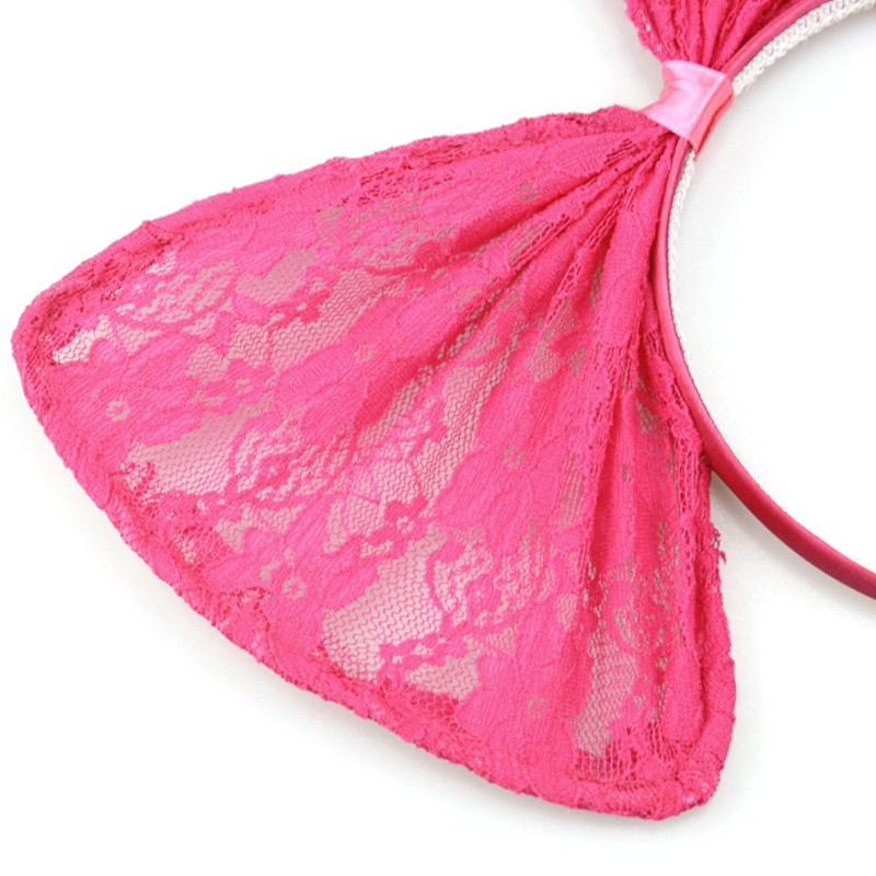 Băng Đô Cài Tóc Phối Nơ Ren Lưới Cỡ Lớn Thời Trang Cho Nữ