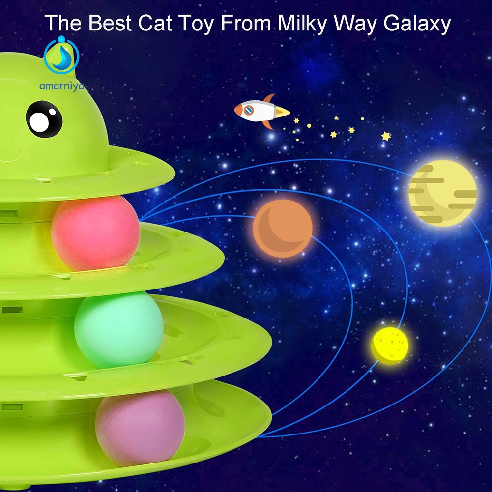 Đồ Chơi Tháp Bóng Lăn 3 Cấp Độ Nhiều Màu Sắc Chống Trượt Cho Mèo