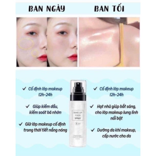 Xịt khoáng khóa nền makeup lớp trang điểm màu nhũ 100ml, chai xịt khoáng dưỡng ẩm, cấp ẩm cho da