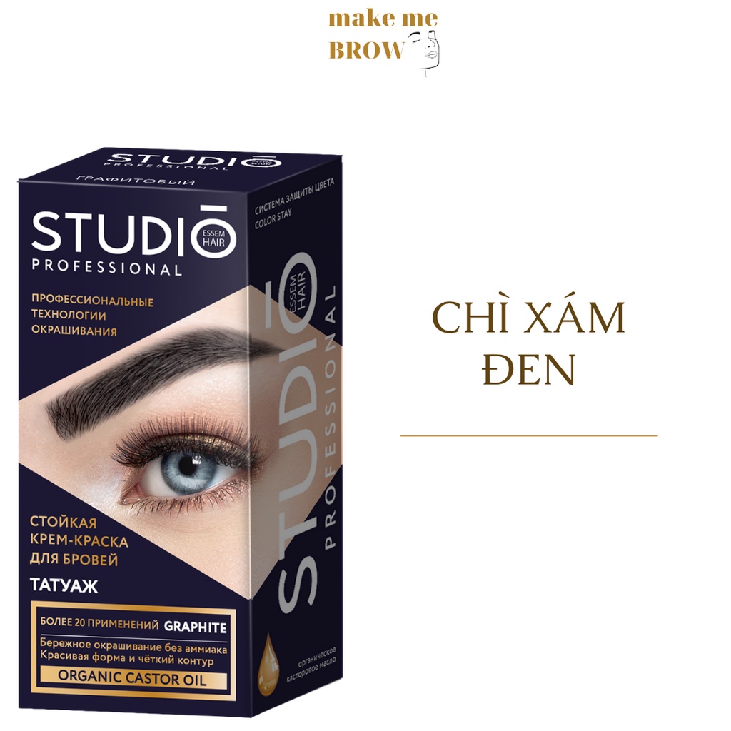 Nhuộm lông mày STUDIO PROFESSIONAL Nga hiệu ứng makeup tatoo 50ml - makemeBrow