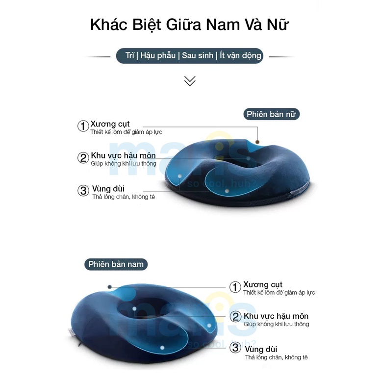 Đệm Lót Ghế Văn Phòng Cao Su Non MARIS Mr - 501 Công Thái Học Ngăn Ngừa Bệnh Trĩ Size 45 x 41 x 7 Cm