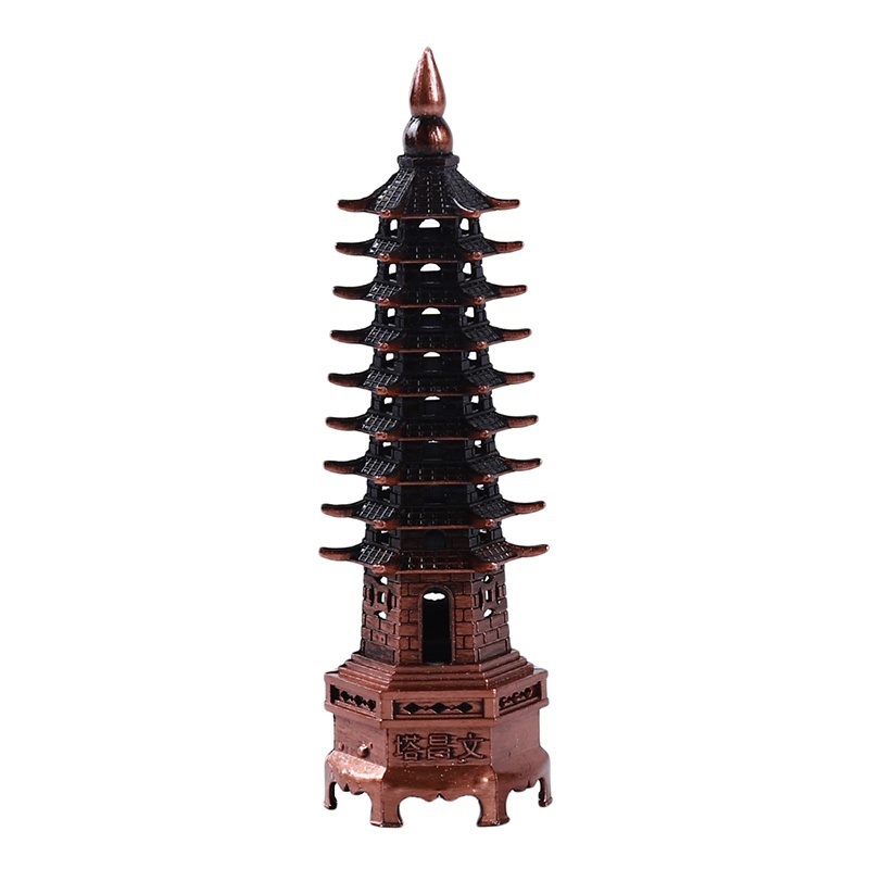 Zinc Alloy 3D Model China Wenchang Pagoda Tower Statue Souvenir Gift Home Decoration Metal Handicraft