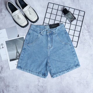 Quần Sọt Jean Nữ Lưng Cao Ống Rộng Có Dây Săn Chéo ULZZANG [MẪU MỚI]