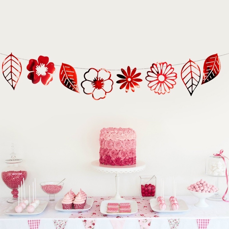 Dây Trang Trí Hoa Lá Ép Kim Vàng, Bạc Và Hồng Gold, Đỏ