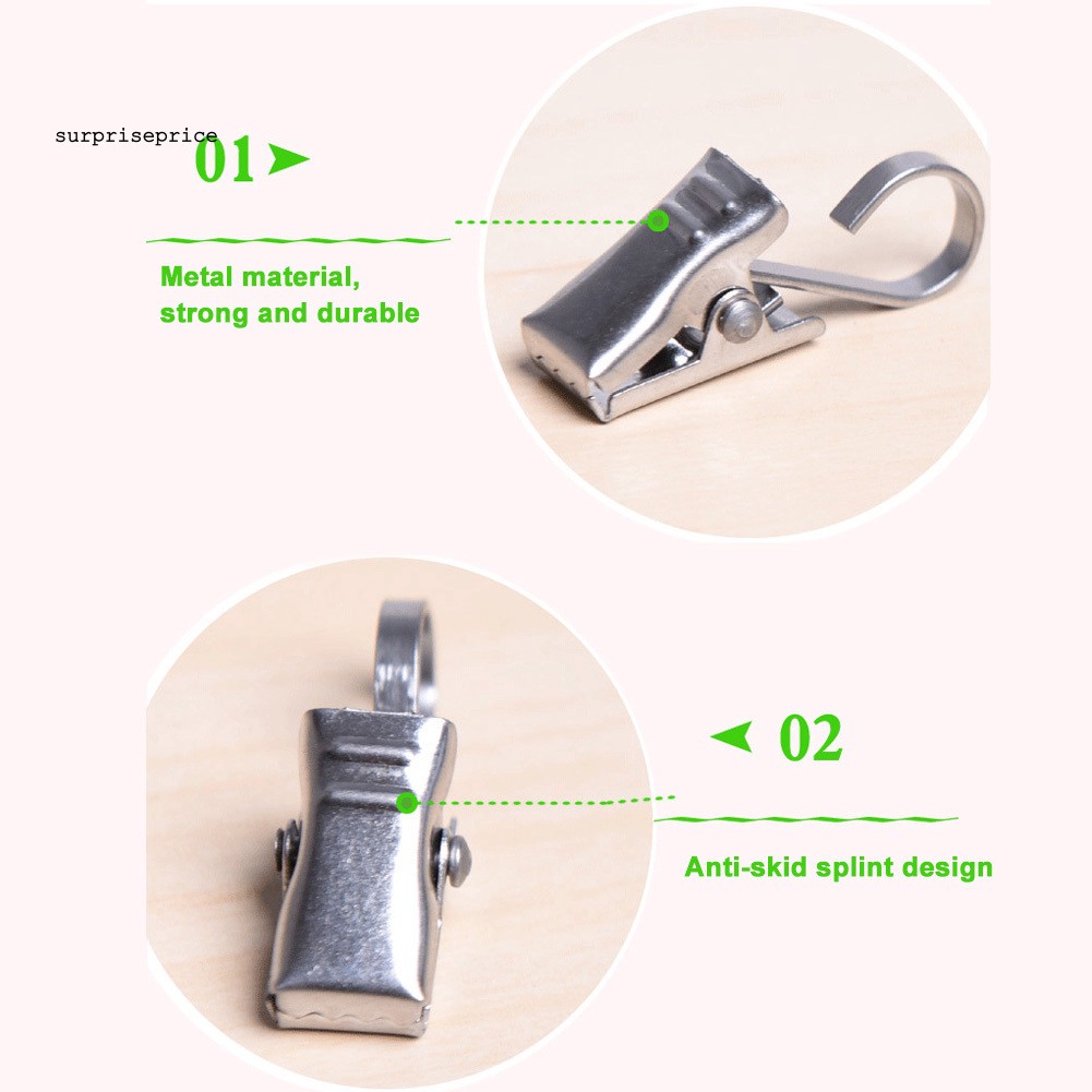 Set 10 Móc Treo Rèm Cửa Bằng Kim Loại Chất Lượng Cao