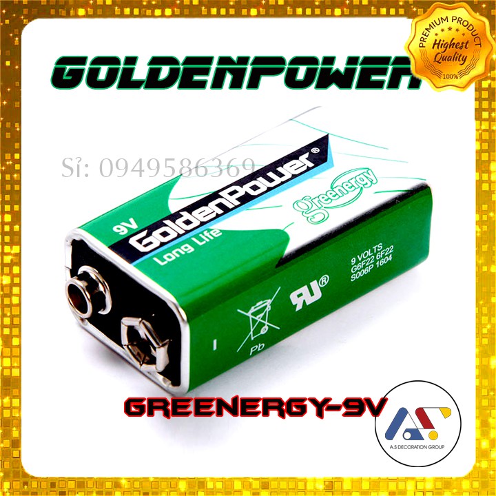 Pin 9V hãng Golden Power - Pin vuông 9V -  (Sỉ Inbox - Cực rẻ)