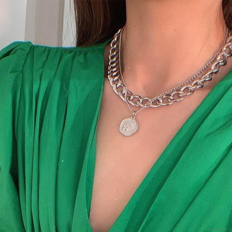 Dây chuyền hai lớp phong cách Hip Hop cổ điển hợp thời trang dày dặn