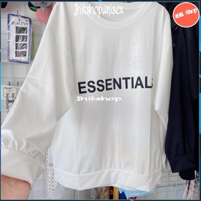 Áo Sweater nam nữ 1HITSHOP UNISEX Áo Nỉ Cổ Tròn Essential nỉ cotton trần bông co giãn dày ấm form rộng 2 màu đen trắng | BigBuy360 - bigbuy360.vn