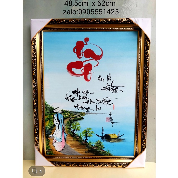 Thư pháp Ơn cô . TRI ÂN Thầy cô. Quà tặng 20/11, 8/3, 20/10,  sinh nhật, tết. Tranh vẽ tay 48cm x 62cm