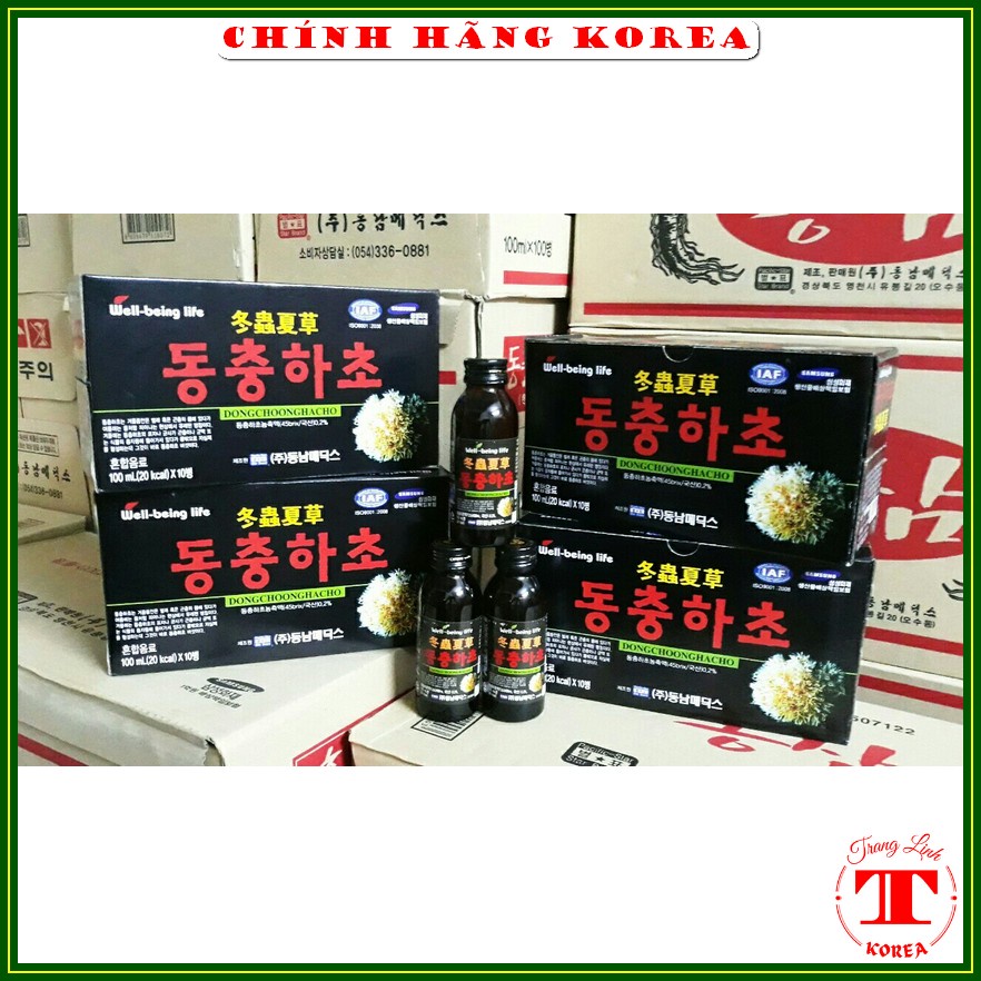 Nước đông trùng hạ thảo hàn quốc chính hãng, hộp 10 chai x 100ml - tranglinh