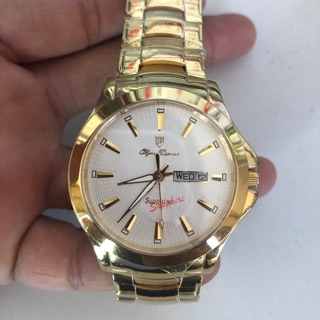 Đồng Hồ Nam OP vàng 2 lịch, kính sapphire chống xước, chống nước tốt