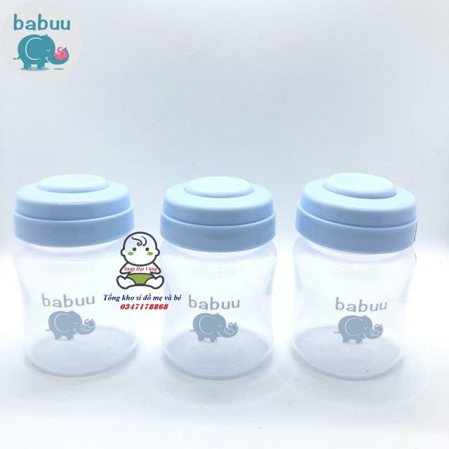 Bộ 3 bình trữ sữa Babuu cổ rộng 120ml