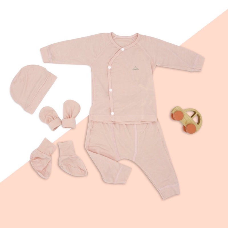 Comfy Baby - Set sơ sinh modal 5 món (quần áo + mũ + bao tay chân) mềm mát, thun giãn cho bé