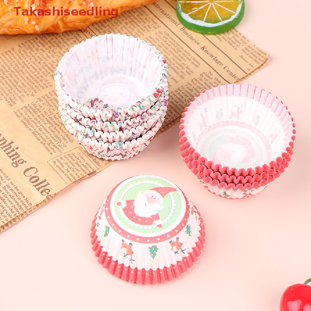 Set 100 Cốc Làm Bánh Muffin Phong Cách Giáng Sinh Xinh Xắn