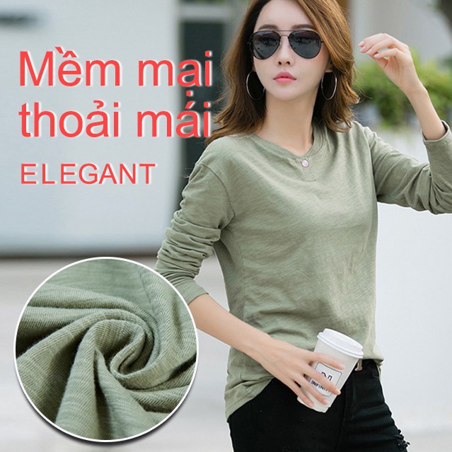Áo thun tay dài ôm dáng dễ phối đồ phong cách Hàn Quốc trẻ trung thời trang