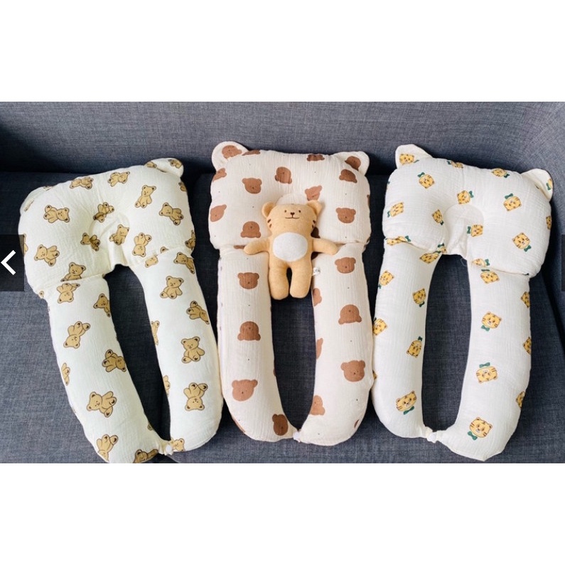Gối chữ u cho bé chống méo đầu chống giật mình, gối ôm cho bé sơ sinh ngủ ngon tkutrang kid