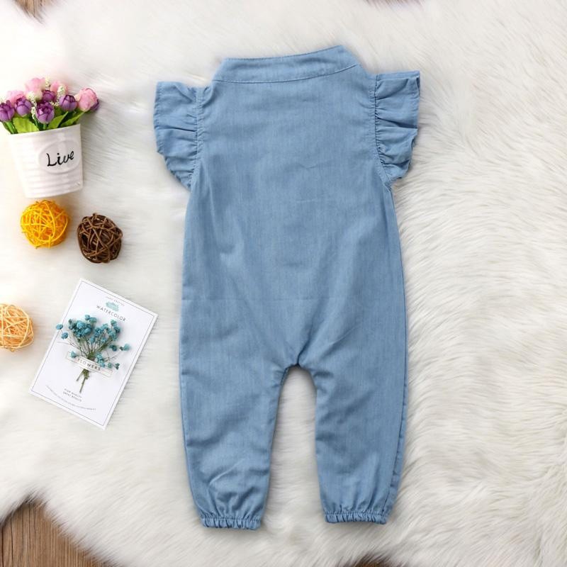 Bộ jumpsuit dài không tat thêu họa tiết hoa xinh xắn cho bé