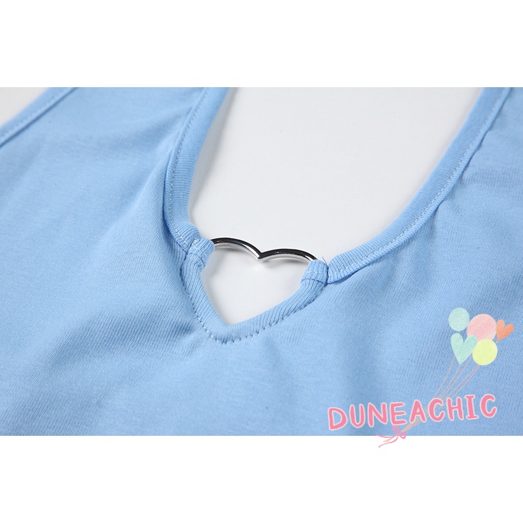 DUNEA Áo Hai Dây Họa Tiết Trái Tim Kim Loại Quyến Rũ Cho Nữ DUNEA709