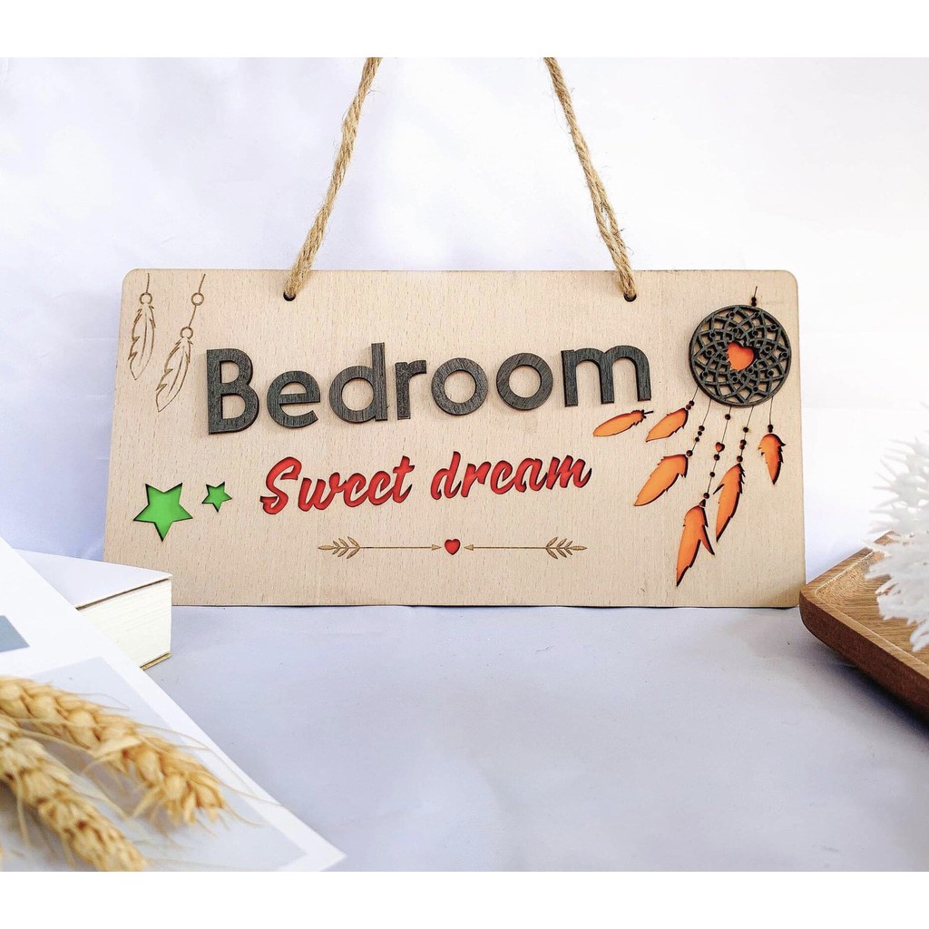 Bảng gỗ trang trí gia đình, đồ Handmade Bedroom, bãng gỗ treo cửa phòng tắm
