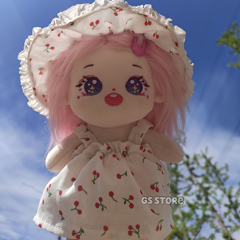 Bộ Đầm Công Chúa + Nón + Quần Lót + Dây Treo Trái Cherry 20cm Làm Quà Tặng Cho Búp Bê Taeyeon Yuri