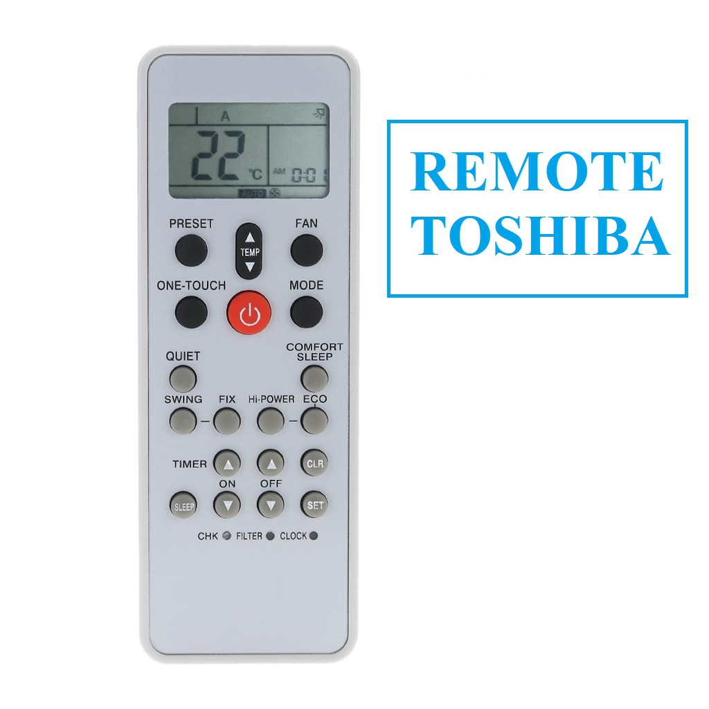 Remote Điều khiển máy lạnh TOSHIBA màu ghi phím đỏ -tặng pin hãng -Bh đổi mới