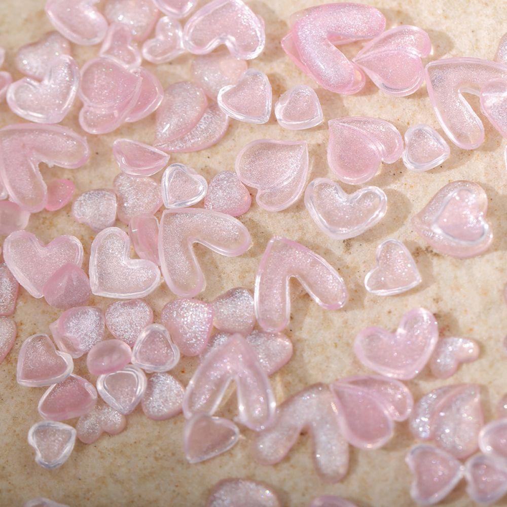 Hạt Charm Hình Trái Tim Màu Hồng Lấp Lánh Trang Trí Móng Tay DIY|Phụ Kiện Làm Móng Nghệ Thuật