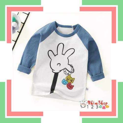 Áo thun dài tay bé trai, bé gái từ 1 đến 7 tuổi chất cotton giá rẻ, họa tiết hoạt hình