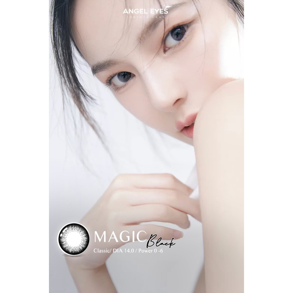 Lens đen tự nhiên MAGIC BLACK - Lens mắt đen Angel Eyes đường kính 14.0 áp tròng - Độ cận 0-6 | Lens màu đen