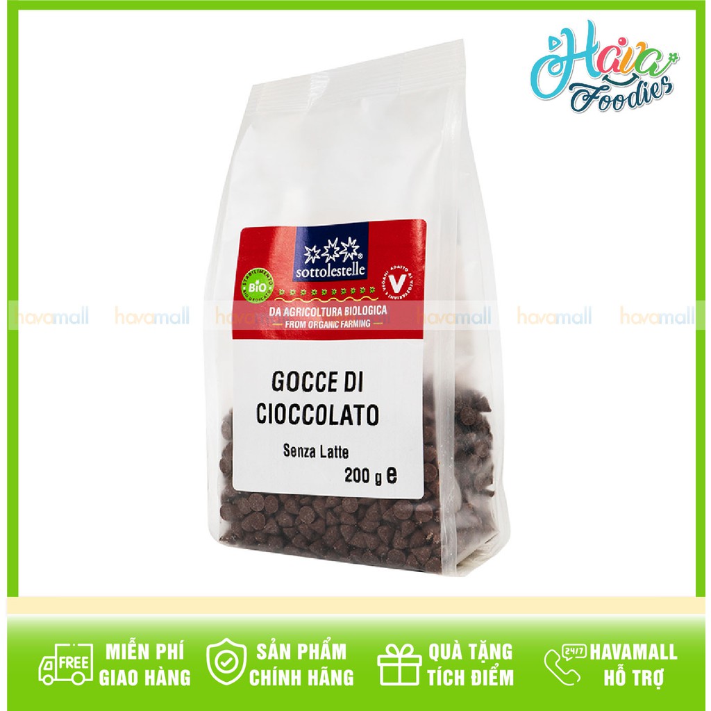 [HÀNG CHÍNH HÃNG] Socola Chip Hữu Cơ Sottolestelle 200gr - Organic Chocolate Chips
