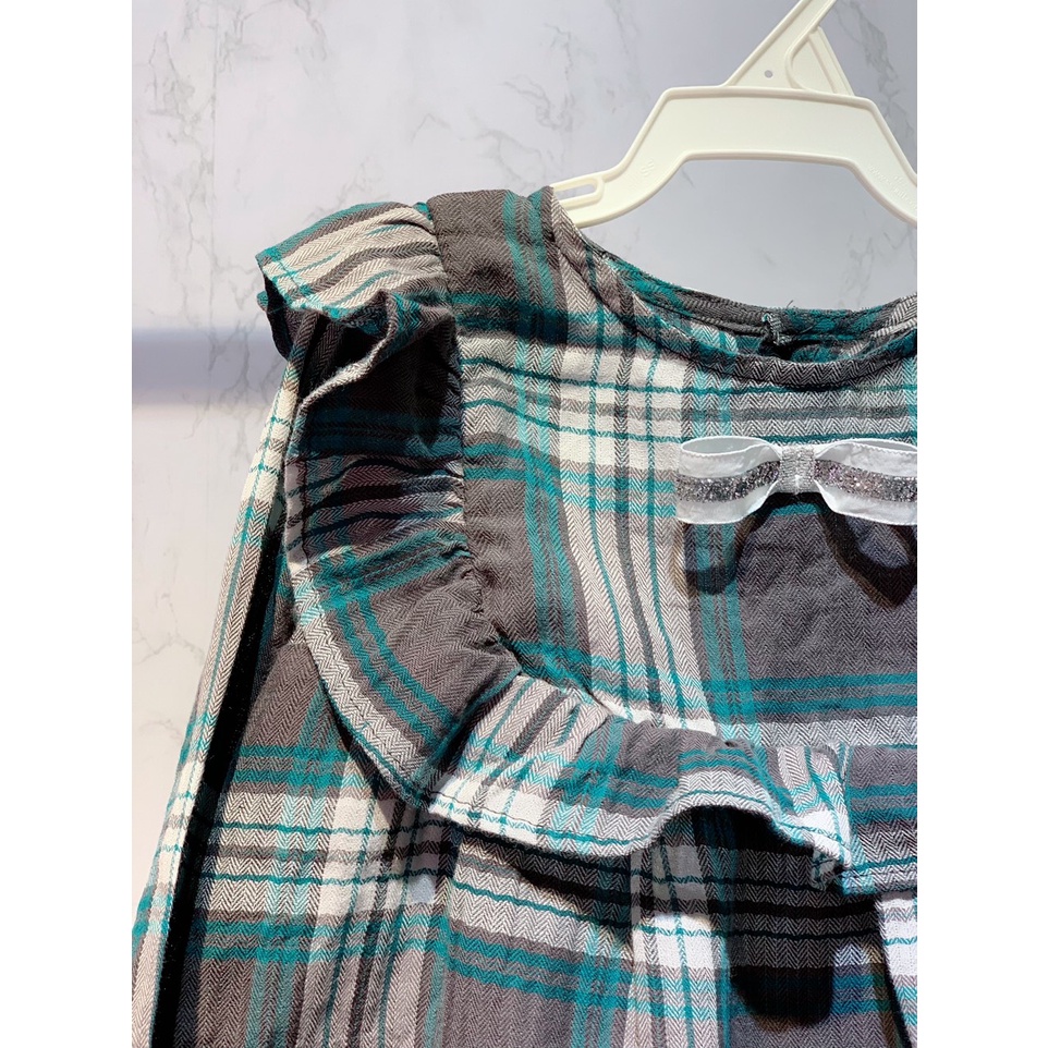 Váy đầm tay dài cho bé Lennco hoạ tiết kẻ caro siêu xinh