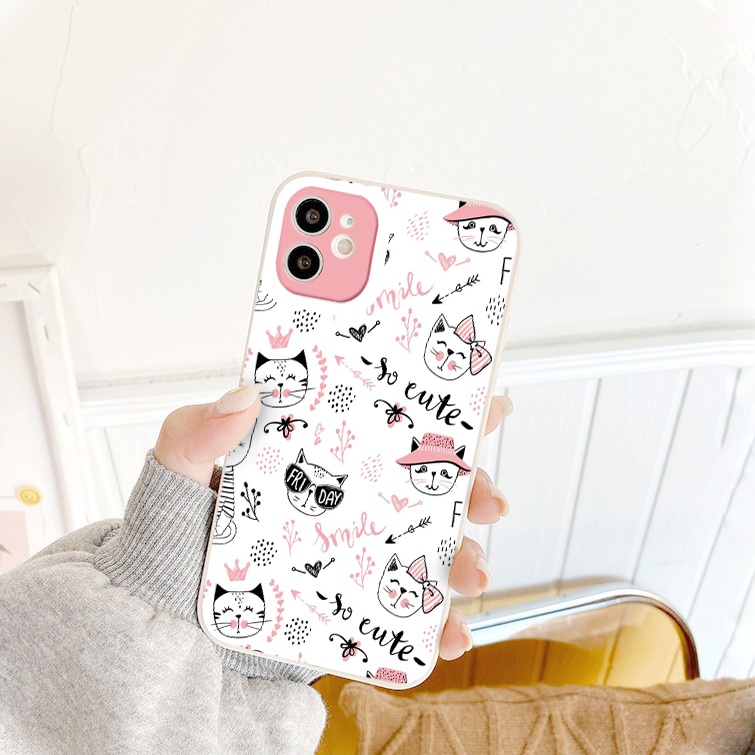 Ốp iphone mèo Sweet so cute dễ thương BVC iPhone 7/8/8 plus/X/Xs/Xs Max/11/11 Pro/Max/12/13/Pro/Promax viền vuông