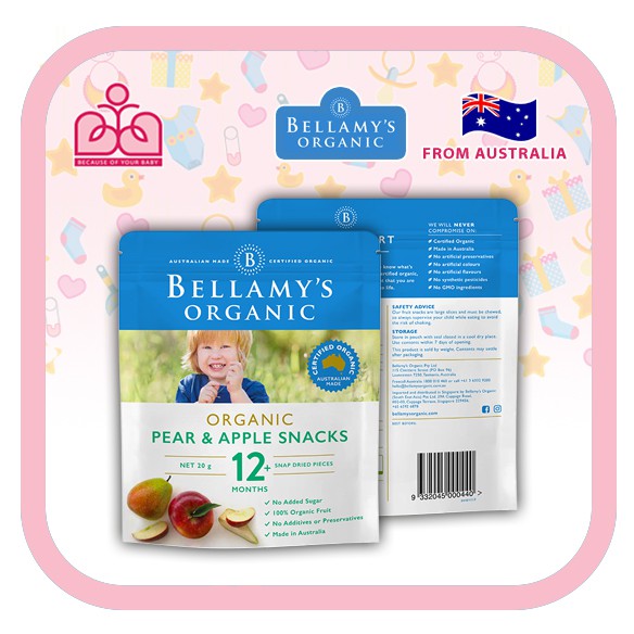 Bánh snack ăn dặm Bellamy’s Organic 20g ( date 03/2022)