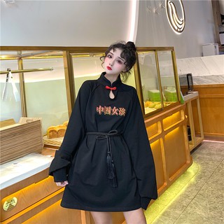 Yas0125-áo dáng dài form rộng cô gái trung hoa