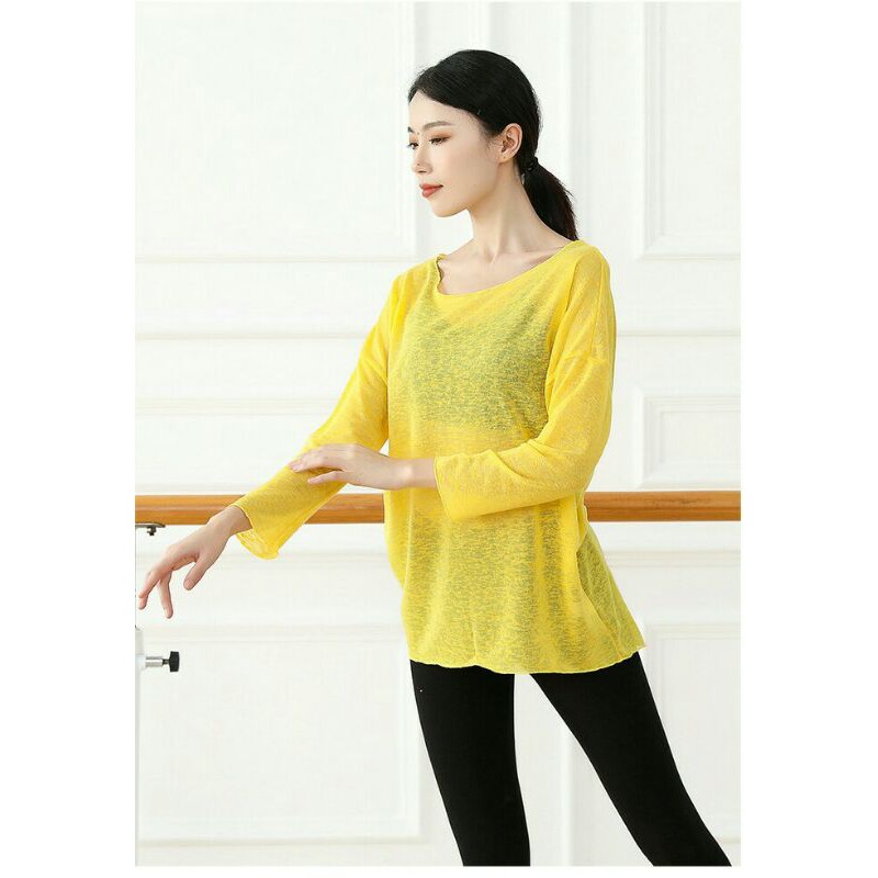 A07 | Áo lưới tập múa đương đại dài tay - Đồ Múa Tuệ Nhiên