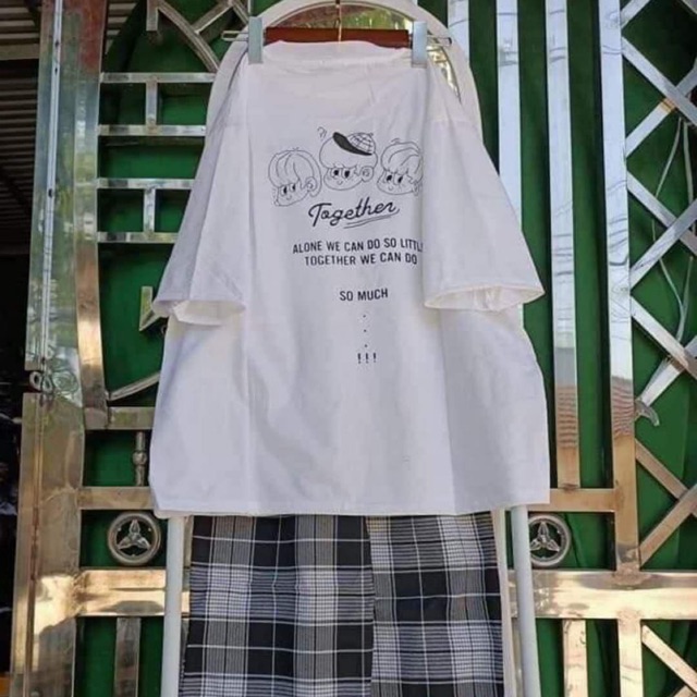 Áo ba em bé together in lưng + quần kẻ LN12