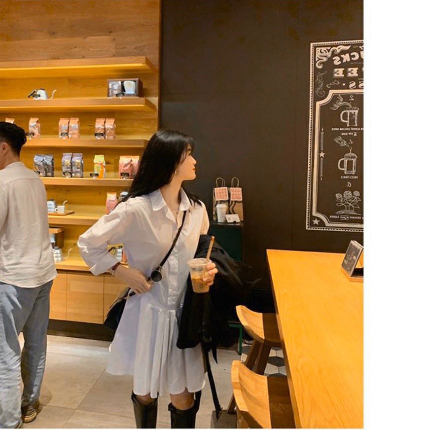 Set đầm sơ mi trắng đuôi cá + gile ngoài | BigBuy360 - bigbuy360.vn