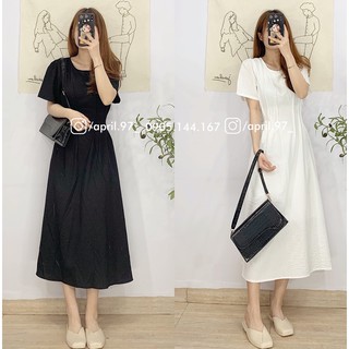 Đầm midi xếp li eo (ảnh thật/ có sẵn)