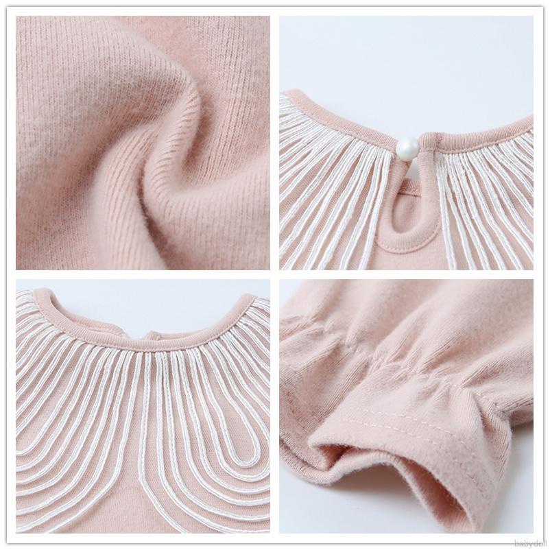 Áo sweater cotton tay dài màu sắc đơn giản cho bé gái