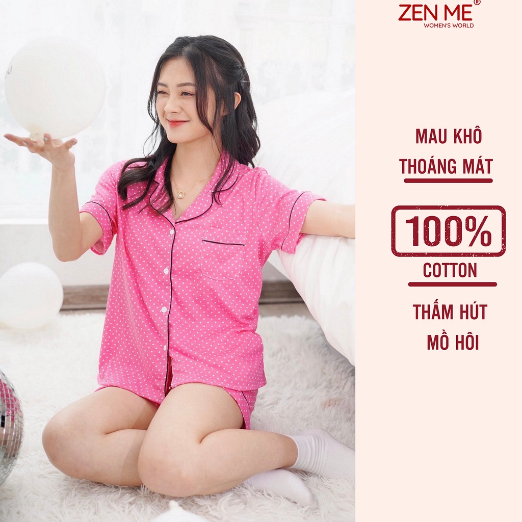 Đồ Bộ Nữ Mặc Nhà Phong Cách Pijama Họa Tiết Đa Dạng Chất Liệu Cotton Mền Mát PJC0622, Zen Me Women's World