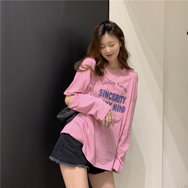 SUXI Áo Thun Tay Dài In Chữ Thời Trang Cho Nữ