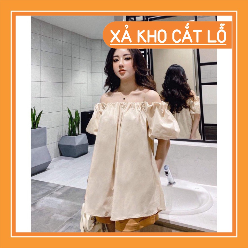 SET TRANG PHỤC - ÁO BẸT TRỄ VAI TAY BỒNG MIX QUẦN ĐÙI KÈM ĐAI SANG CHẢNH