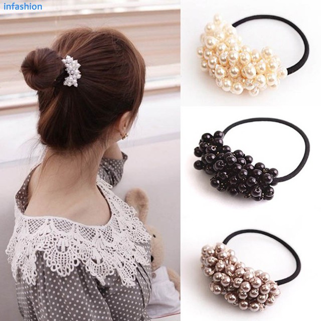 Dây Buộc Tóc Co Giãn Đính Ngọc Trai Giả Thời Trang Cho Nữ